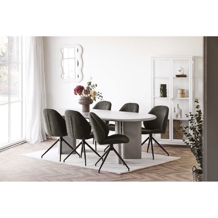 HOUSE NORDIC  Monte Carlo Spisebordsstol - Spisebordsstol med drejefod, bouclé, grn, sorte ben, HN1241