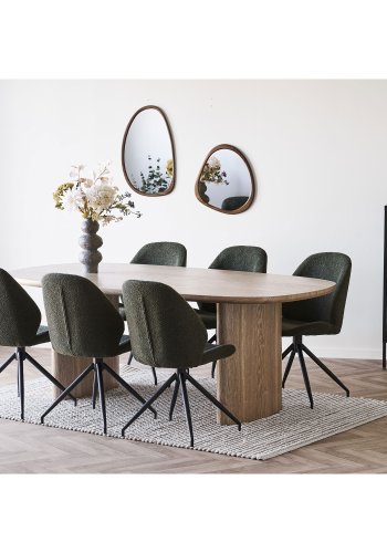 HOUSE NORDIC  Monte Carlo Spisebordsstol - Spisebordsstol med drejefod, bouclé, grn, sorte ben, HN1241