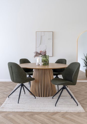 HOUSE NORDIC  Monte Carlo Spisebordsstol - Spisebordsstol med drejefod, bouclé, grn, sorte ben, HN1241