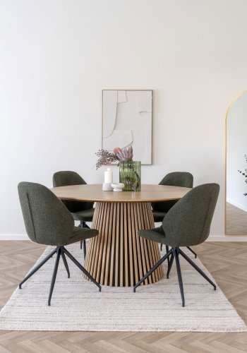 HOUSE NORDIC  Monte Carlo Spisebordsstol - Spisebordsstol med drejefod, bouclé, grn, sorte ben, HN1241