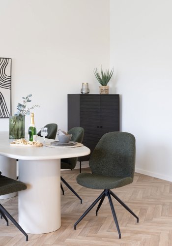 HOUSE NORDIC  Monte Carlo Spisebordsstol - Spisebordsstol med drejefod, bouclé, grn, sorte ben, HN1241