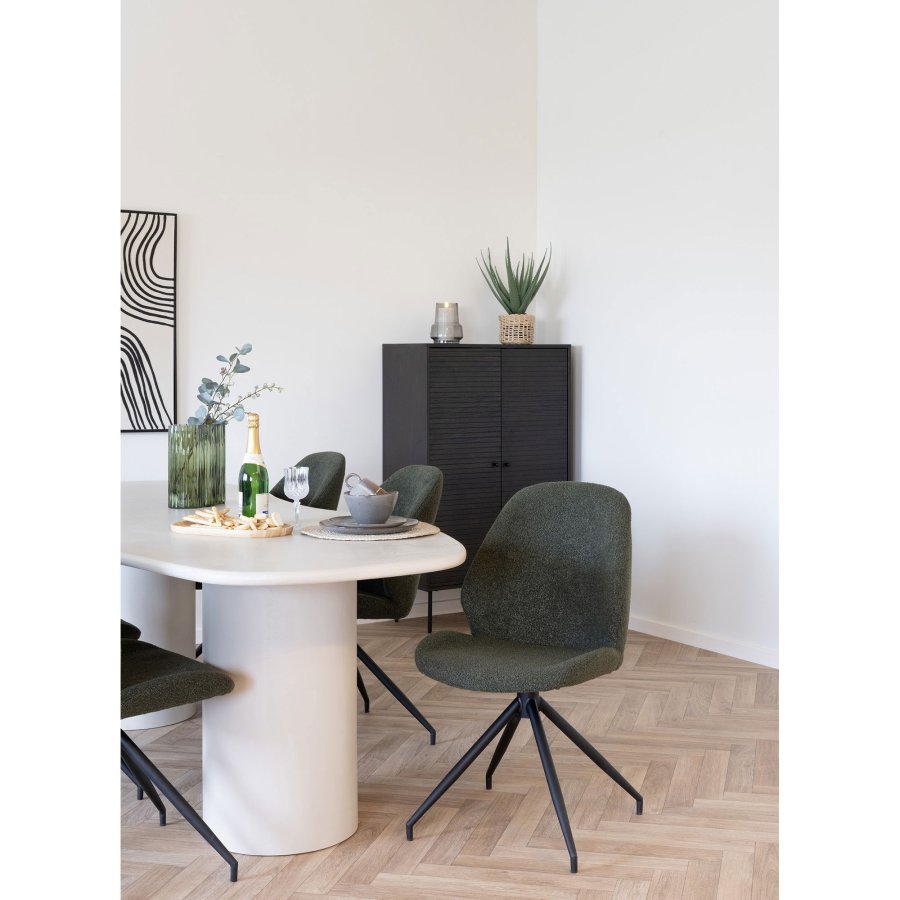 HOUSE NORDIC  Monte Carlo Spisebordsstol - Spisebordsstol med drejefod, bouclé, grn, sorte ben, HN1241