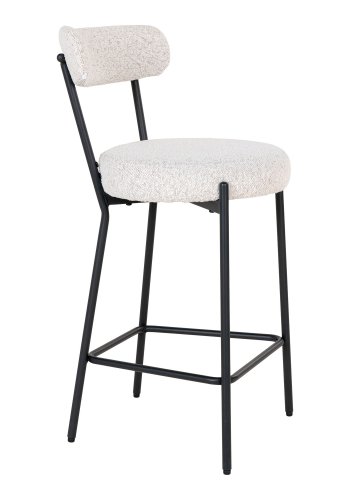 HOUSE NORDIC Barstol, hvid bouclé med sorte ben, HN1270