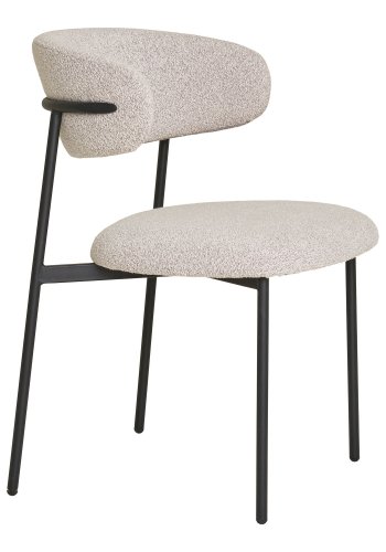 HOUSE NORDIC Mira spisebordsstol - sand bouclé polyester stof og sort stl
