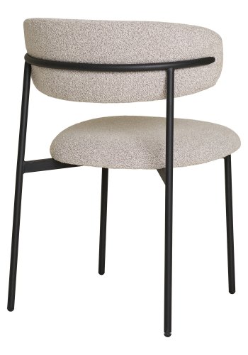HOUSE NORDIC Mira spisebordsstol - sand bouclé polyester stof og sort stl