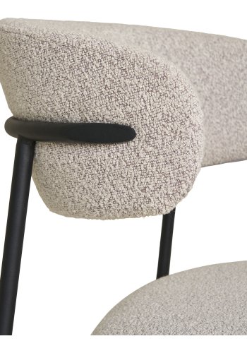 HOUSE NORDIC Mira spisebordsstol - sand bouclé polyester stof og sort stl