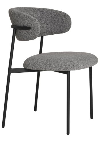 HOUSE NORDIC Mira spisebordsstol - lysegr bouclé polyester stof og sort stl