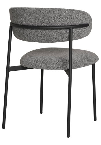 HOUSE NORDIC Mira spisebordsstol - lysegr bouclé polyester stof og sort stl