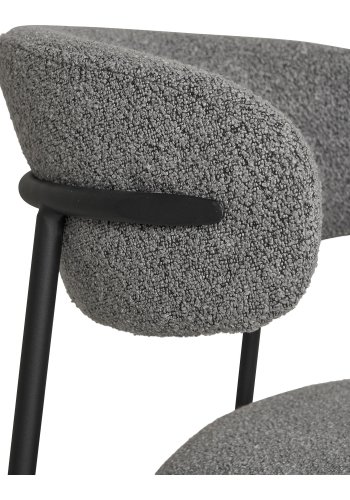 HOUSE NORDIC Mira spisebordsstol - lysegr bouclé polyester stof og sort stl