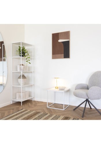 HOUSE NORDIC Lana spisebordsstol, m. drejefod og armln - sand bouclé stof og gr stl