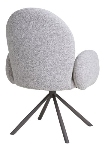 HOUSE NORDIC Lana spisebordsstol, m. drejefod og armln - sand bouclé stof og gr stl