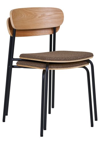HOUSE NORDIC Estepona spisebordsstol, stabelbar - brun polyester, natur asketr og sort stl