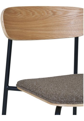 HOUSE NORDIC Estepona spisebordsstol, stabelbar - brun polyester, natur asketr og sort stl