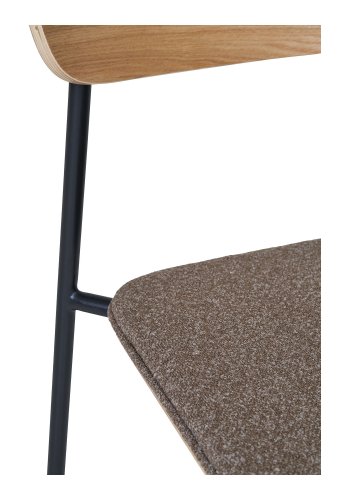 HOUSE NORDIC Estepona spisebordsstol, stabelbar - brun polyester, natur asketr og sort stl