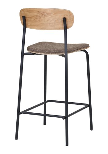 HOUSE NORDIC Estepona counterstol, m. rygln, fodsttte - brun polyester, natur asketr, sort stl