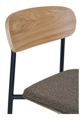 HOUSE NORDIC Estepona counterstol, m. rygln, fodsttte - brun polyester, natur asketr, sort stl