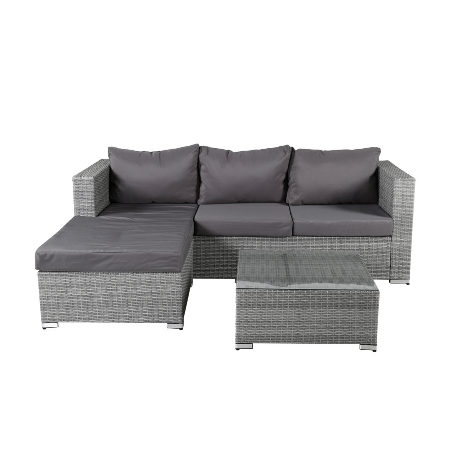 VENTURE DESIGN Rotterdam chaiselongst - gr hynder, glas og gr polyrattan