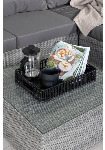 VENTURE DESIGN Rotterdam chaiselongst - gr hynder, glas og gr polyrattan