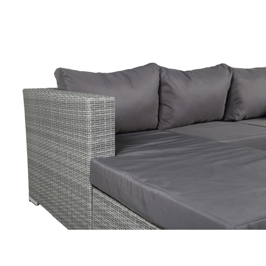 VENTURE DESIGN Rotterdam chaiselongst - gr hynder, glas og gr polyrattan