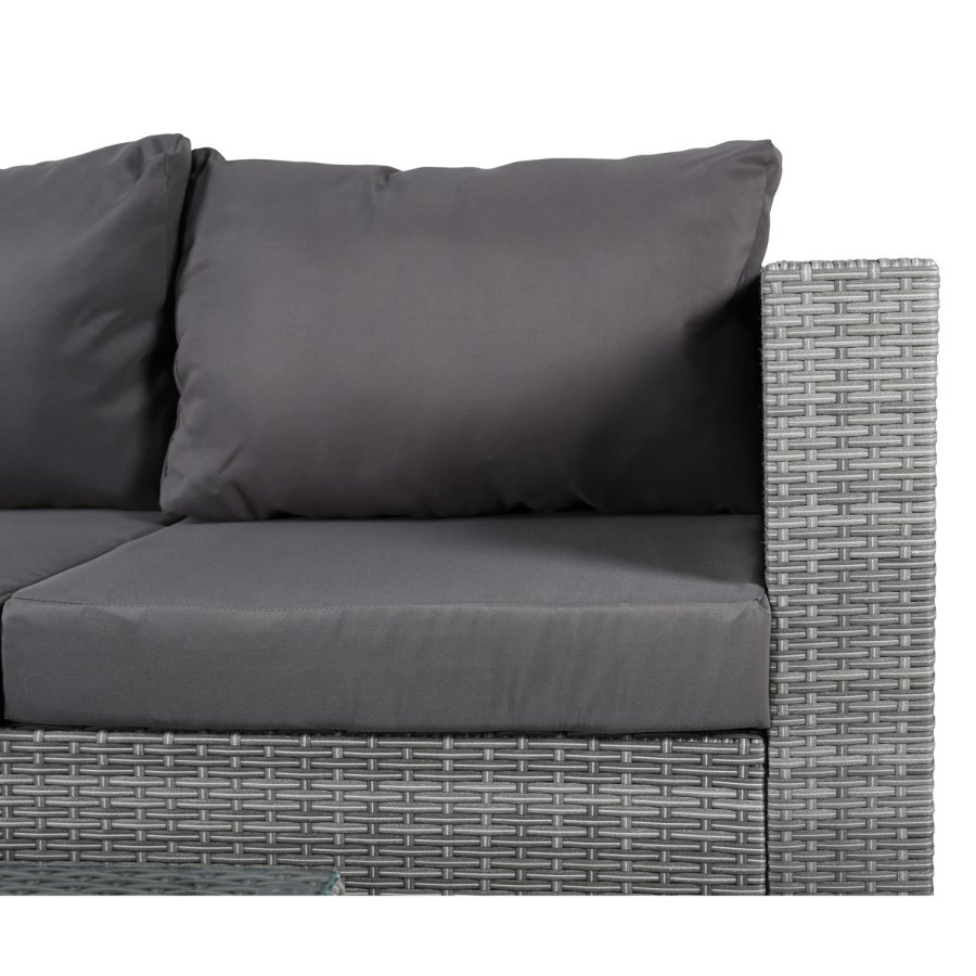 VENTURE DESIGN Rotterdam chaiselongst - gr hynder, glas og gr polyrattan