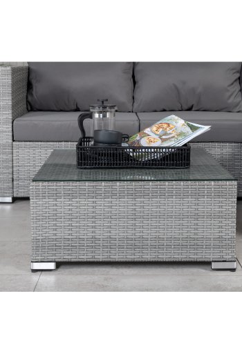 VENTURE DESIGN Rotterdam chaiselongst - gr hynder, glas og gr polyrattan