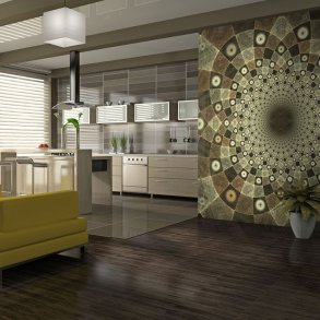 Artgeist Fototapet - Brown mosaic, brunt mandala i mosaik (Flere strrelser)