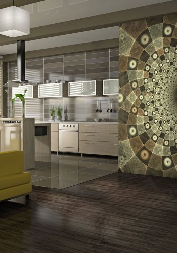 Artgeist Fototapet - Brown mosaic, brunt mandala i mosaik (Flere strrelser)