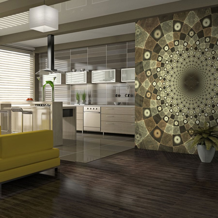 Artgeist Fototapet - Brown mosaic, brunt mandala i mosaik (Flere strrelser)