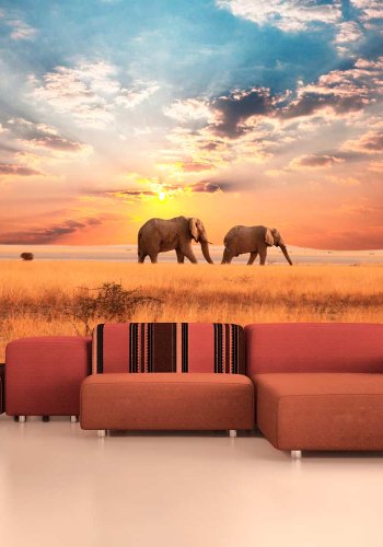 ARTGEIST Fototapet - Afrikanske savanne elefanter (flere strrelser)