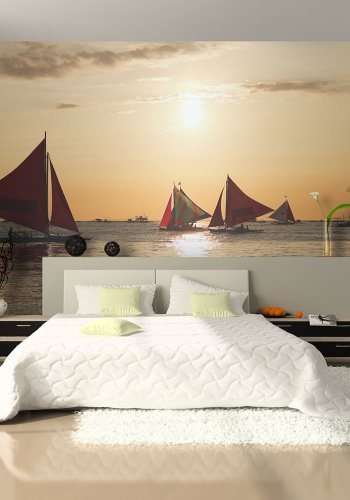 ARTGEIST Fototapet - sailing boats - sunset, bde og solnedgang (flere strrelser)