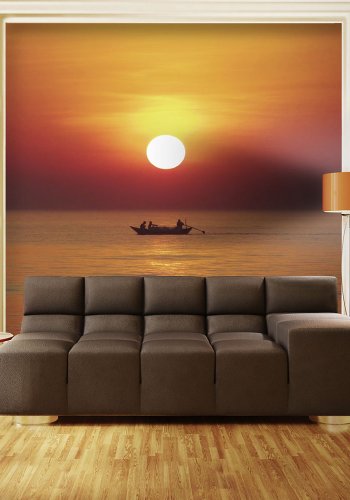ARTGEIST Fototapet - Solnedgang med fiskekutter (flere strrelser)