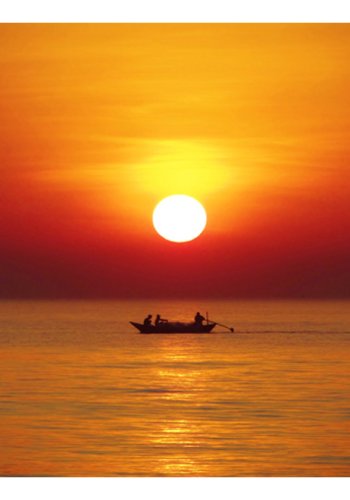 ARTGEIST Fototapet - Solnedgang med fiskekutter (flere strrelser)