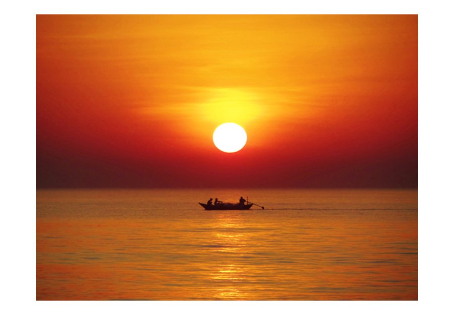 ARTGEIST Fototapet - Solnedgang med fiskekutter (flere strrelser)