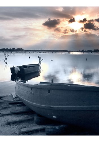 ARTGERIST Fototapet - Little port boats, sm bde (flere strrelser)