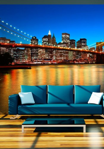 ARTGEIST Fototapet - Dusk over Brooklyn Bridge, nattehimmel over Brooklyn Bridge (flere strrelser)