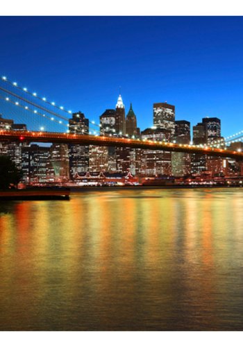 ARTGEIST Fototapet - Dusk over Brooklyn Bridge, nattehimmel over Brooklyn Bridge (flere strrelser)