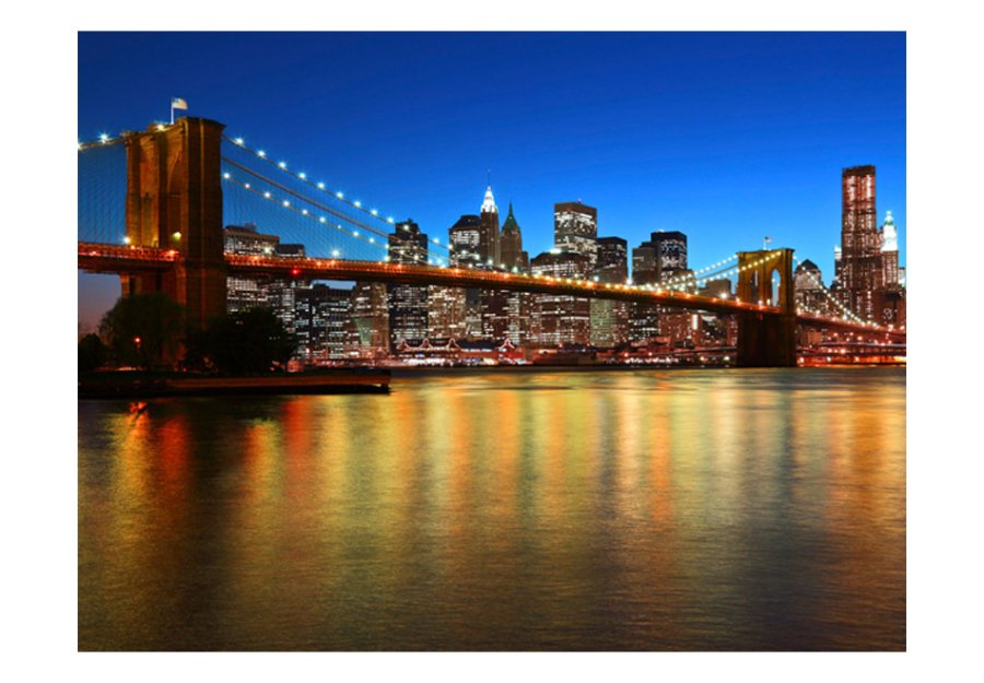 ARTGEIST Fototapet - Dusk over Brooklyn Bridge, nattehimmel over Brooklyn Bridge (flere strrelser)