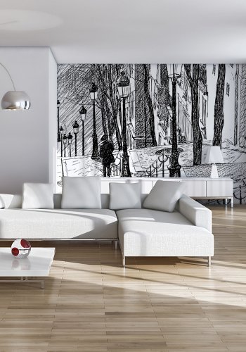 ARTGEIST Fototapet - stairs Montmartre, Tegnet trer (flere strrelser)