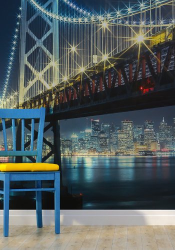 ARTGEIST Fototapet - Bay Bridge om natten (flere strrelser)