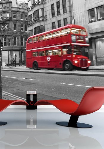 ARTGEIST Fototapet af London - Rd bus og telefonboks (flere strrelser)