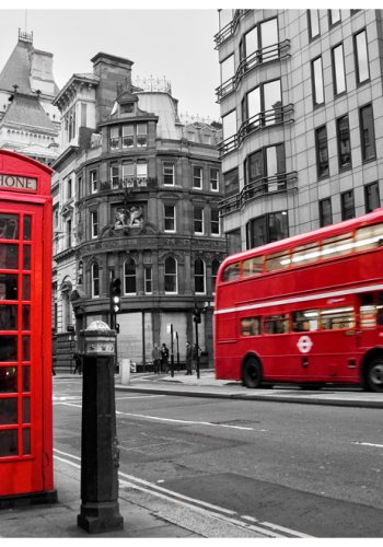 ARTGEIST Fototapet af London - Rd bus og telefonboks (flere strrelser)