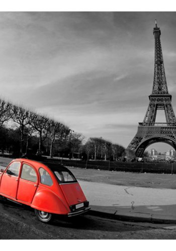 ARTGEIST Fototapet af Paris - Eiffeltrnet og rd bil (flere strrelser)