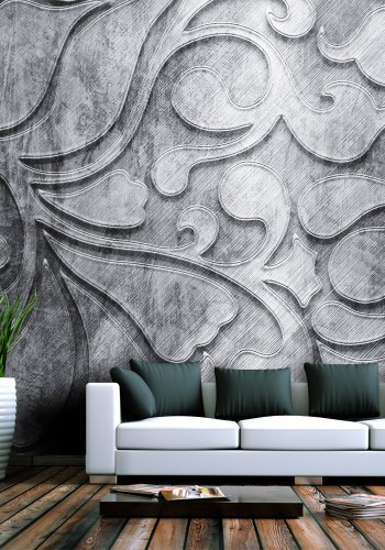 ARTGEIST Fototapet - Slv baggrund med blomstermnster (flere strrelser)