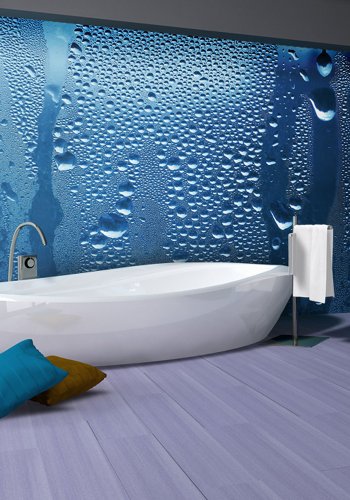 ARTGEIST Fototapet - Vanddrber p blt glas (flere strrelser) 