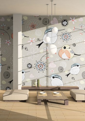 ARTGEIST Fototapet - Naturligt mnster med fugle (flere strrelser)