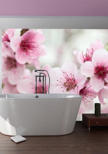 ARTGEIST Fototapet af blomstrende tr - Lyserd (flere strrelser)