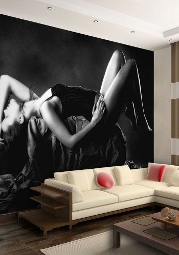 ARTGEIST Fototapet af kvinde i lingeri - Sort/hvid (flere strrelser)