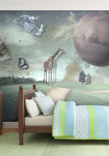 ARTGEIST Fototapet af fremtidens by - Giraf og planeter (flere strrelser)