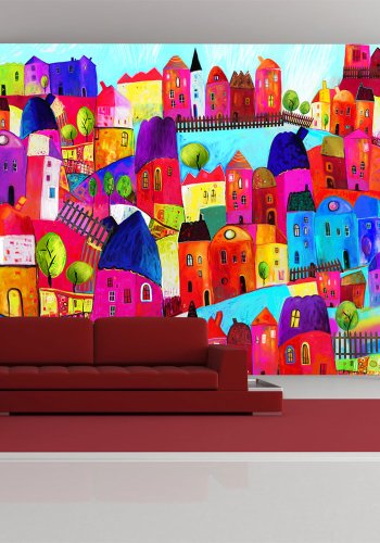 ARTGEIST Fototapet - Rainbow-hued town (flere strrelser)