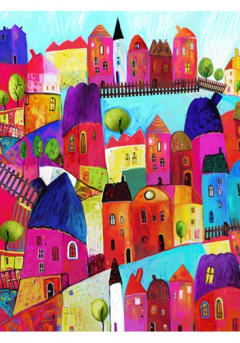 ARTGEIST Fototapet - Rainbow-hued town (flere strrelser)